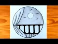 How to Draw Moonlight Scenery from a Window | Easy Pencil Sketch for Beginners