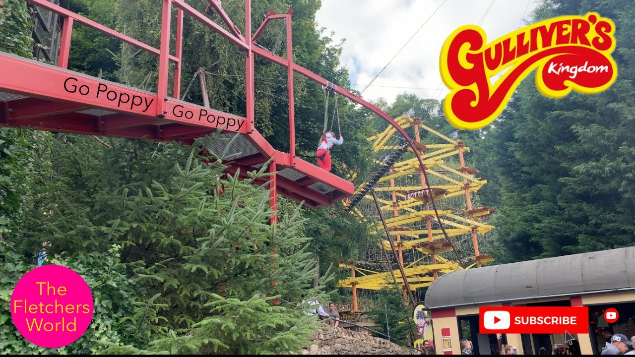 Gullivers Kingdom Matlock Bath August School Hols 2021 Riggers Revenge Zipline, Log Flume