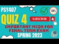 PSY407 || Sport Psychology || Quiz 4 MCQs|| Correct Answers || Live Attempts || Exam Prep