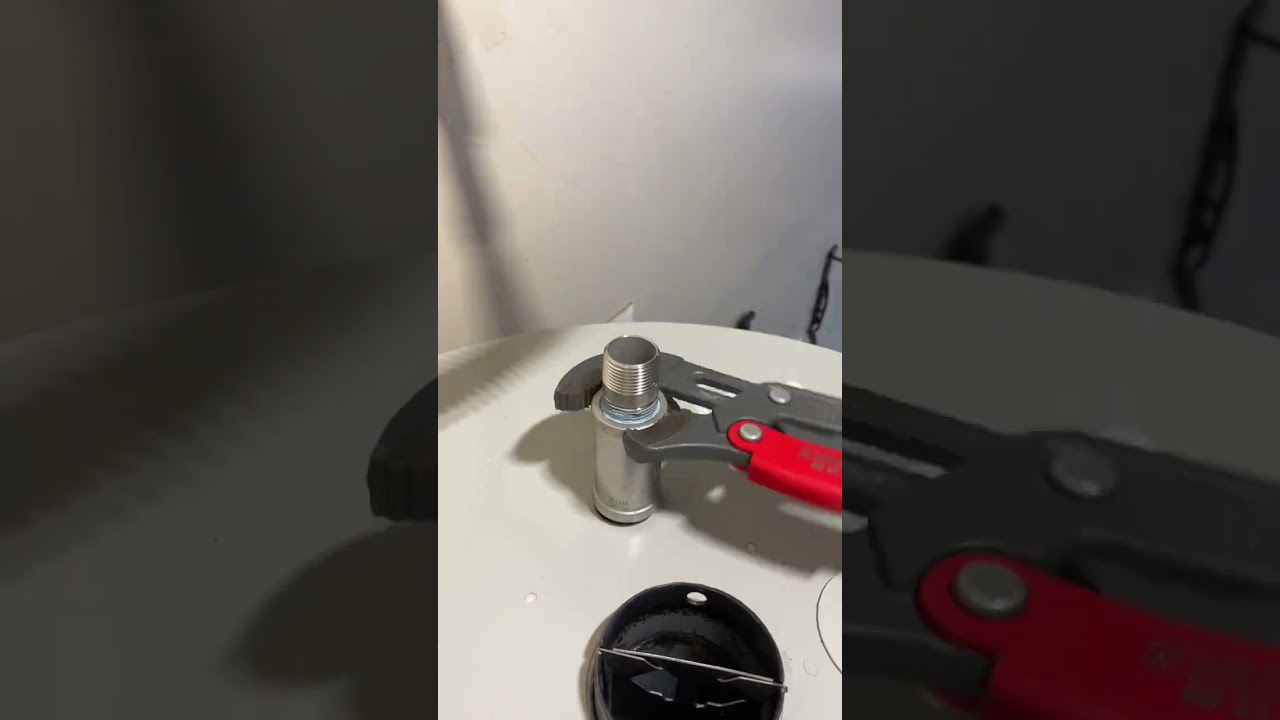 knipex wrenches on stainless steel fittings & expansion tank. swedish pipe wrench part # 83 61 010