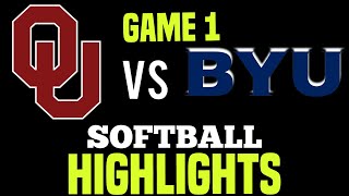 OU vs BYU College Softball 2024 Game 1 Highlights