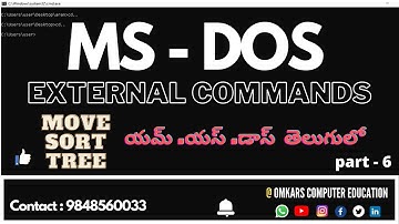 Move, Sort, Tree MS DOS External Commands in Telugu 2021 | MS Office Training Institute in Guntur AP