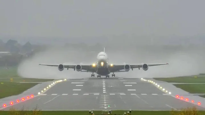 Emirates Airbus A380 ✈️ WET Landing and Departure from Birmingham Airport ( BHX )
