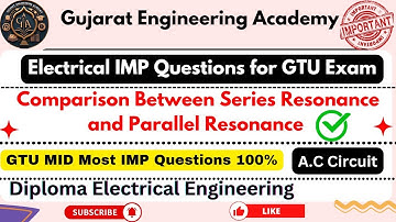 A C Circuit Most IMP Topic 💯|Comparison of Series & ParallelResonance | AC Circuits ✅|GTU Mid Exam.💯
