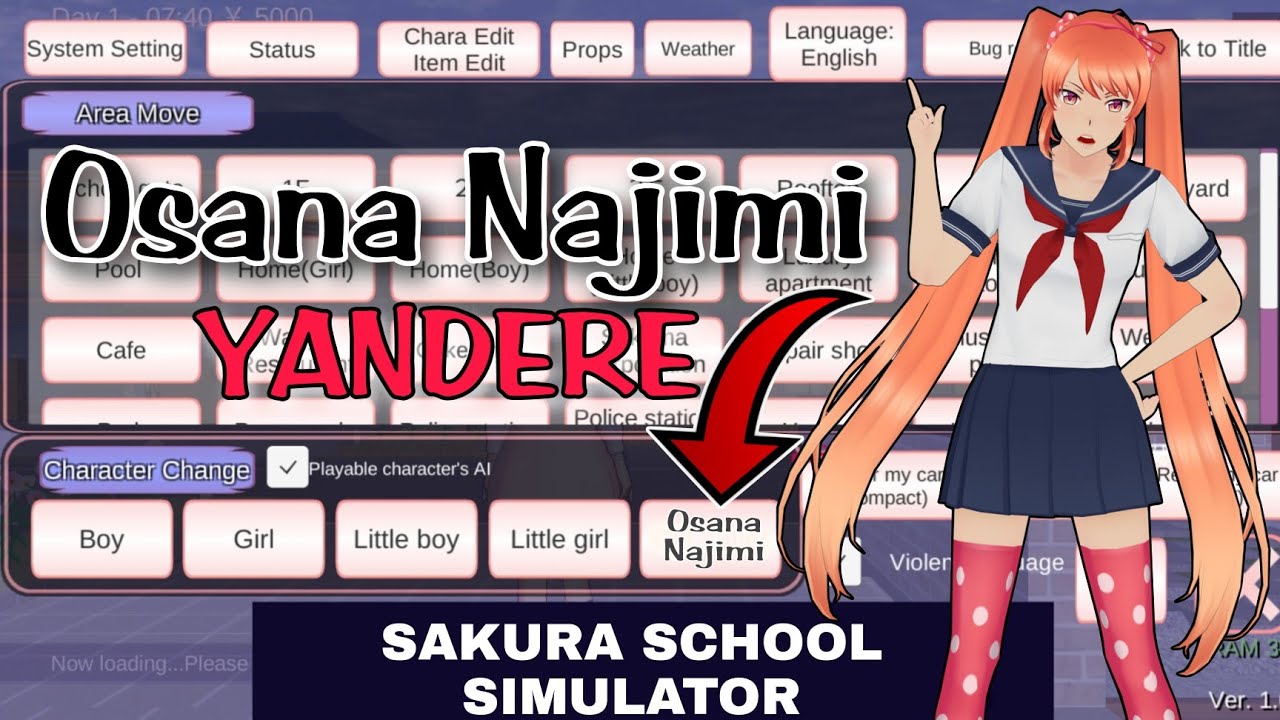 There is a Osana Najimi Yandere Character in SAKURA SCHOOL SIMULATOR New  Update 