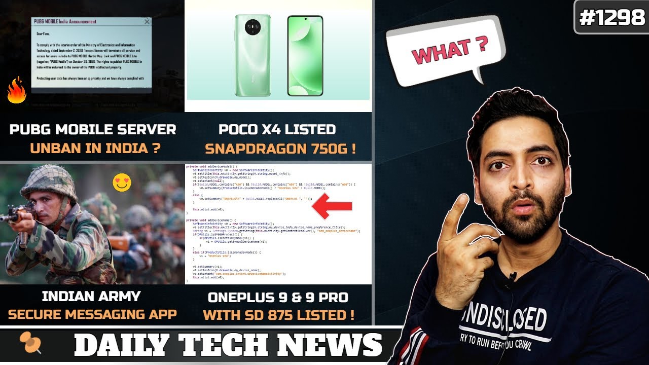 PUBG Mobile Server Unban,POCO X4,Oneplus 9 & 9 Pro,Tata-Apple Partnership,Indian Army Messenger#1298