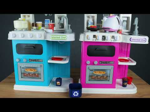 Іграшкова кухня з підсвічуванням та звуками приготування 79 см з парогенератором 92 аксесуари для дітей, видео 1
