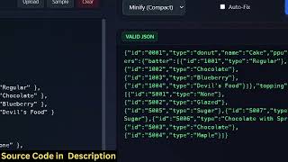 أنشئ تطبيق ويب لتحرير JSON باستخدام React.js في المتصفح لتنسيق JSON والتحقق من صحته وضغطه باستخدا... screenshot 1