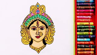 How to Draw Durga Devi Face Step By Step | Painting Of Goddess Durga | Navratri Special Drawing