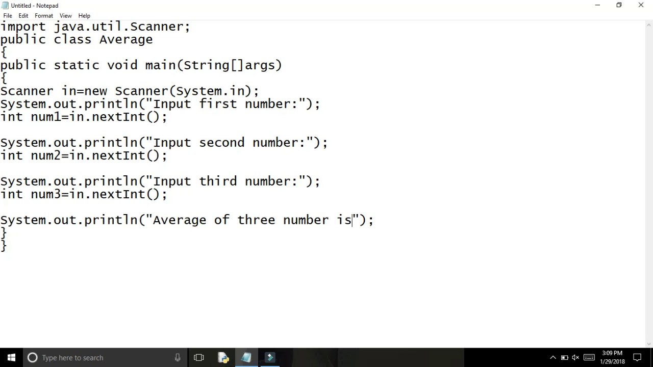 Java : Program to calculate the average of given number.[CMD] - YouTube