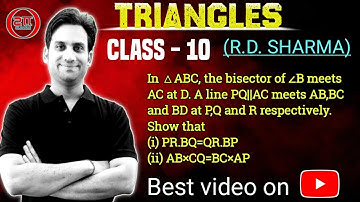 △ABC in which BD is the bisector of ∠B meets AC at D. A line PQ||AC meets AB, BC and BD at P, Q and