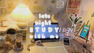 1 HOUR real time late night study with me (calm piano)🌙#1 note-taking, soft rain, pencil write asmr screenshot 3