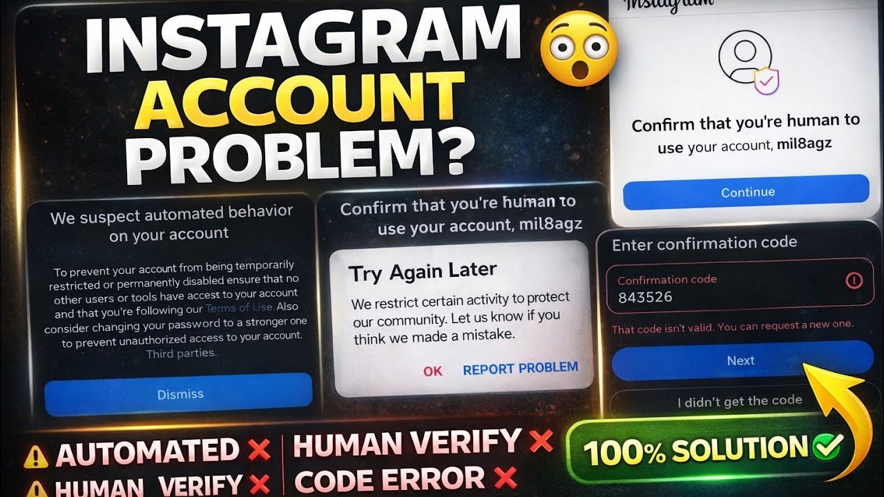 Instagram Human Verification Problem Fix | Automated Behavior & Code Error Solution