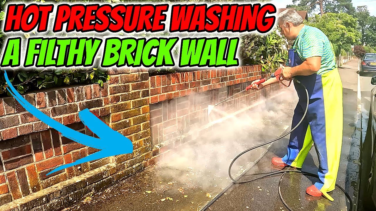 Brick wall after pressure washing