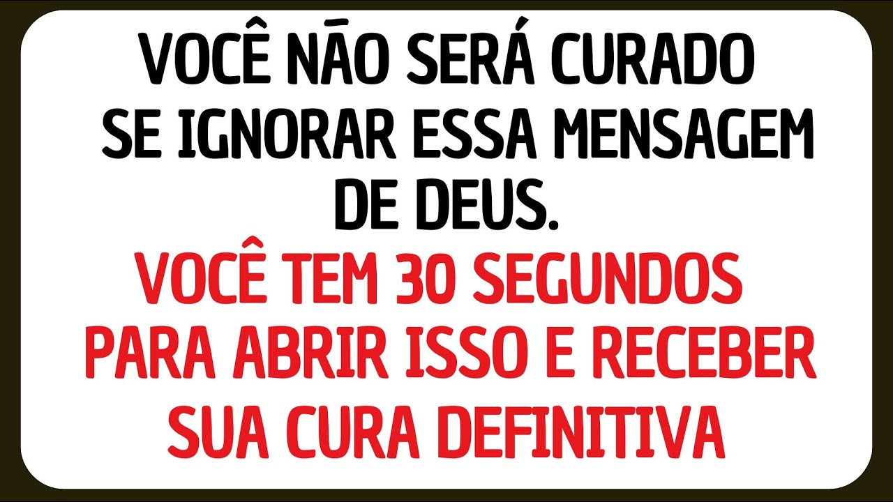 👉 VOCÊ NÃO SERÁ CURADO SE IGNORAR ISSO - YouTube