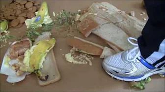 Food stomping with sneakers 1.
