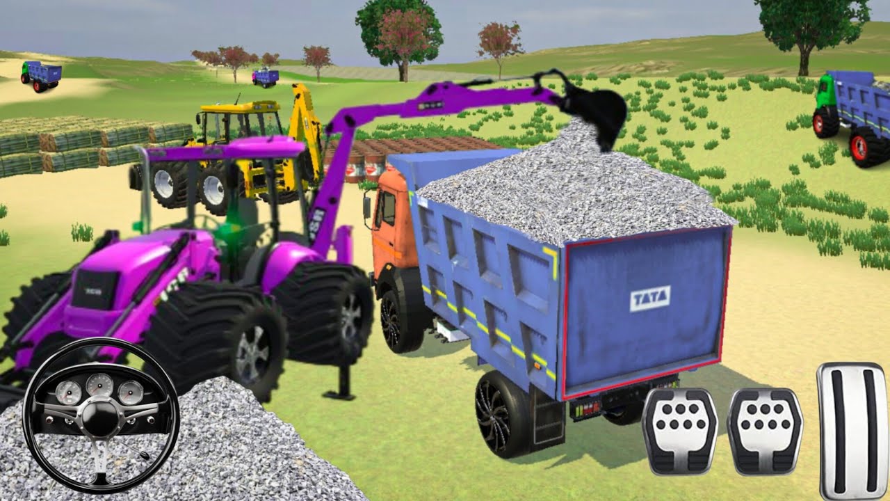 Drive JCB and loaded stone 🪨 in damper unloading From Damper Fast drive prat-321/#gamingvideos