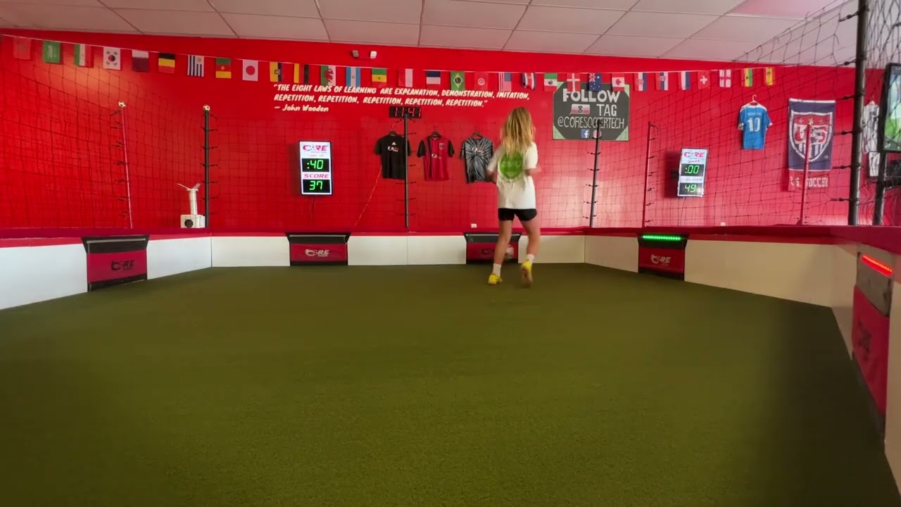 Claire playing soccer at CORE Soccer Tech!