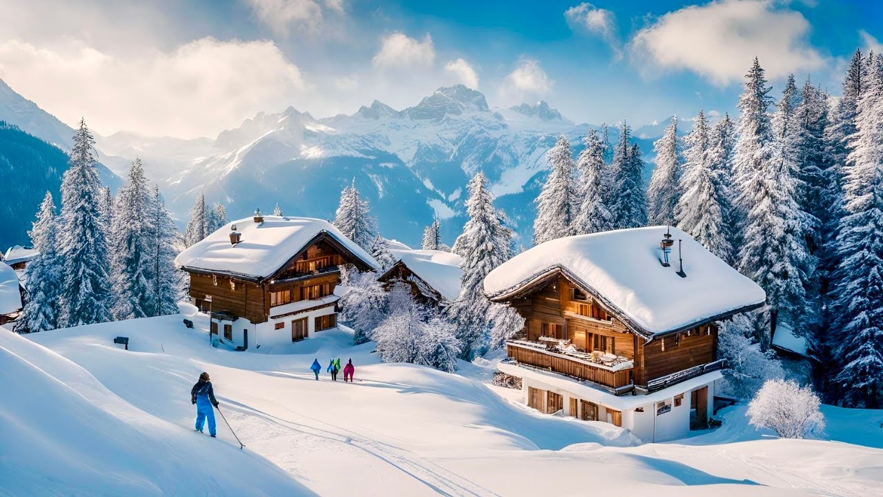 Швейцария Зимняя страна чудес! Деревня Мюррен полностью покрыта снегом ❄️