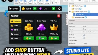 IHow To Make Shop System In Studio Lite! 🛒 | Topbar Plus Shop Button Tutorial (Mobile)