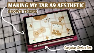 Making my Tab A9 aesthetic ✨🍁 | brown theme 🤎🌻| Goojodoq stylus pen ✨ #samsungtaba9