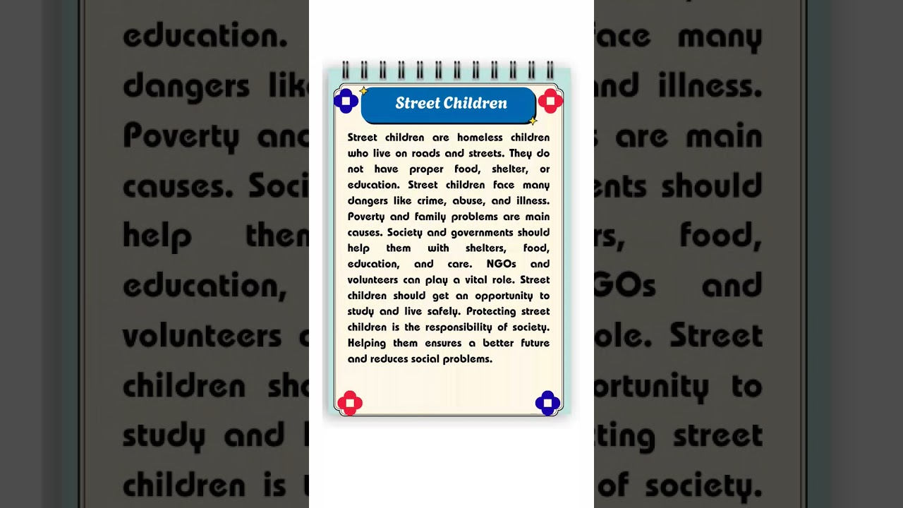 🔴Essay On Street Children | Essay On Importance Of Helping Street Children