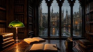 Secret Oxford Study Room on a Rainy Sunday 🌧️ Dark Academia Ambience for Deep Focus, Studying (3H)