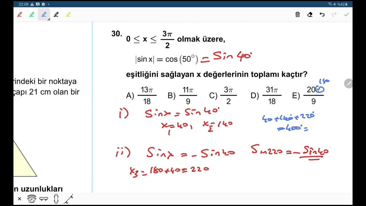 2021 AYT Trigonometri Sorularının Çözümü