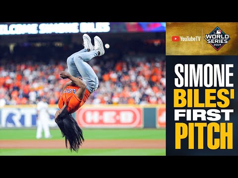 Simone Biles' EPIC first pitch before World Series Game 2