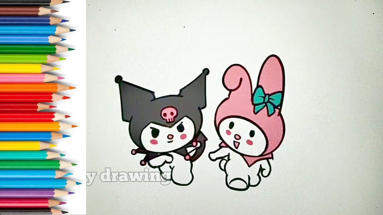 How to Draw Kuromi and my Melody cute || Easy Drawing and Coloring for ...