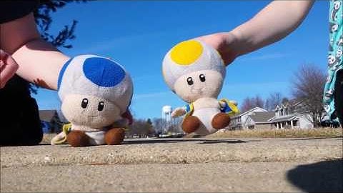 Yellow toad walks Blue toad to school