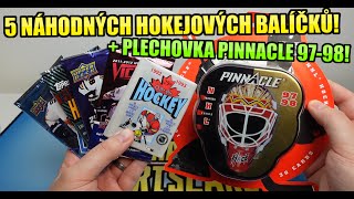 5 NÁHODNÝCH HOKEJOVÝCH BALÍČKŮ + PINNACLE 97-98 TIN! Mix hokejových kartiček NHL! Unboxing!