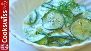 Refreshing Cucumber Salad with Dill and Yoghurt - easy salad recipes