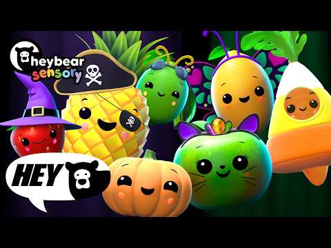 Hey Bear Sensory - Halloween Trick or Treat Party Time! With Dancing Fruit and Funky Veggies!