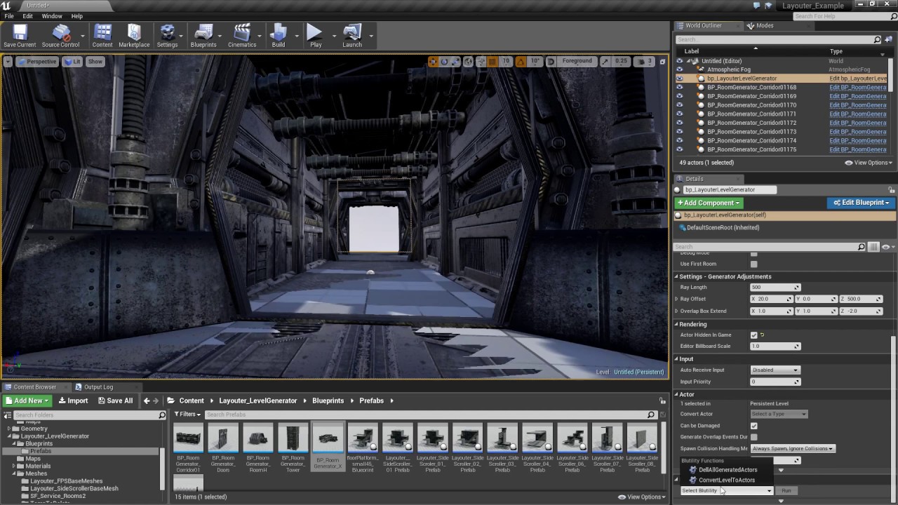 Layouter Unreal Engine 4 Blueprint Level Generator - FPS example