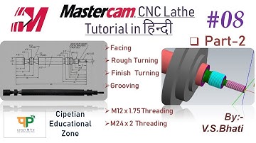 Mastercam Lathe Tutorial - Facing || Turning || Grooving || Threading || Lathe Programming || OD