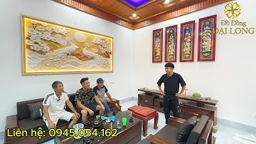 Tranh cội nguồn quê hương + Tứ quý đồng đỏ lắp đặt cho anh khách tại Bắc Giang - Đồ Đồng Đại Long