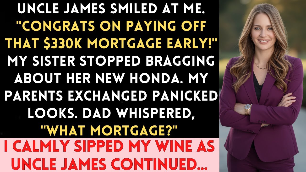 At Mom's Birthday, Uncle James Asked About My '$330K Mortgage Payoff.' My Parents Went Silent...