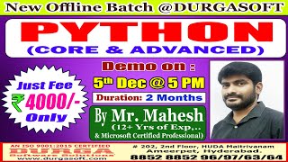 PYTHON (CORE & ADVANCED) Offline Training @ DURGASOFT screenshot 1