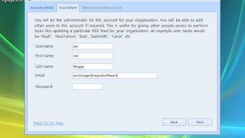 Creating a free RepeatServer.com account from within Repeat Signage software
