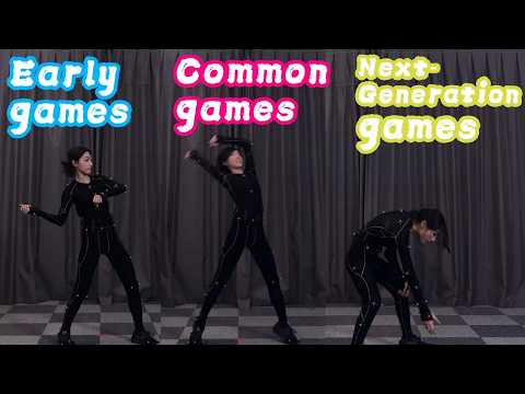 Motion capture actress interpret games from three different eras