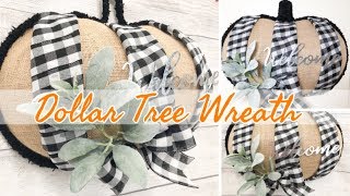 DOLLAR TREE FALL DIY - PUMPKIN FARMHOUSE WREATH