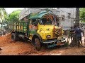 Lorry In Mud; TATA (1613) Tipper Lorry Dump Truck 6 Wheeler / Palleturi Village