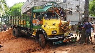 Lorry In Mud; TATA (1613) Tipper Lorry Dump Truck 6 Wheeler / Palleturi Village