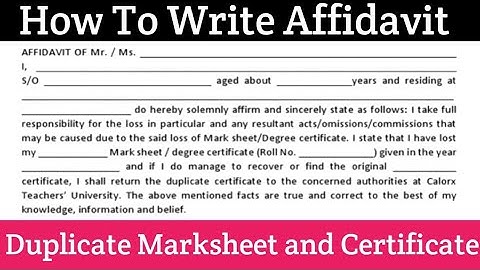 How To Write Affidavit For Duplicate Marksheet And Certificate If Lost | Affidavit Application | Kci