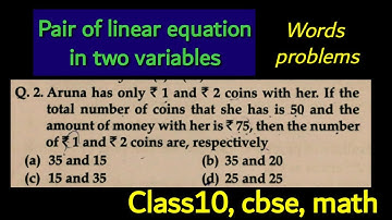 Aruna has only Rs1 and Rs2 coins with her. If the total number of coins that she has is 50 and the
