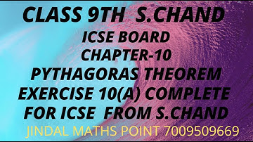Ch-10 Pythagoras Theorem Ex-10(A) Complete From S. Chand