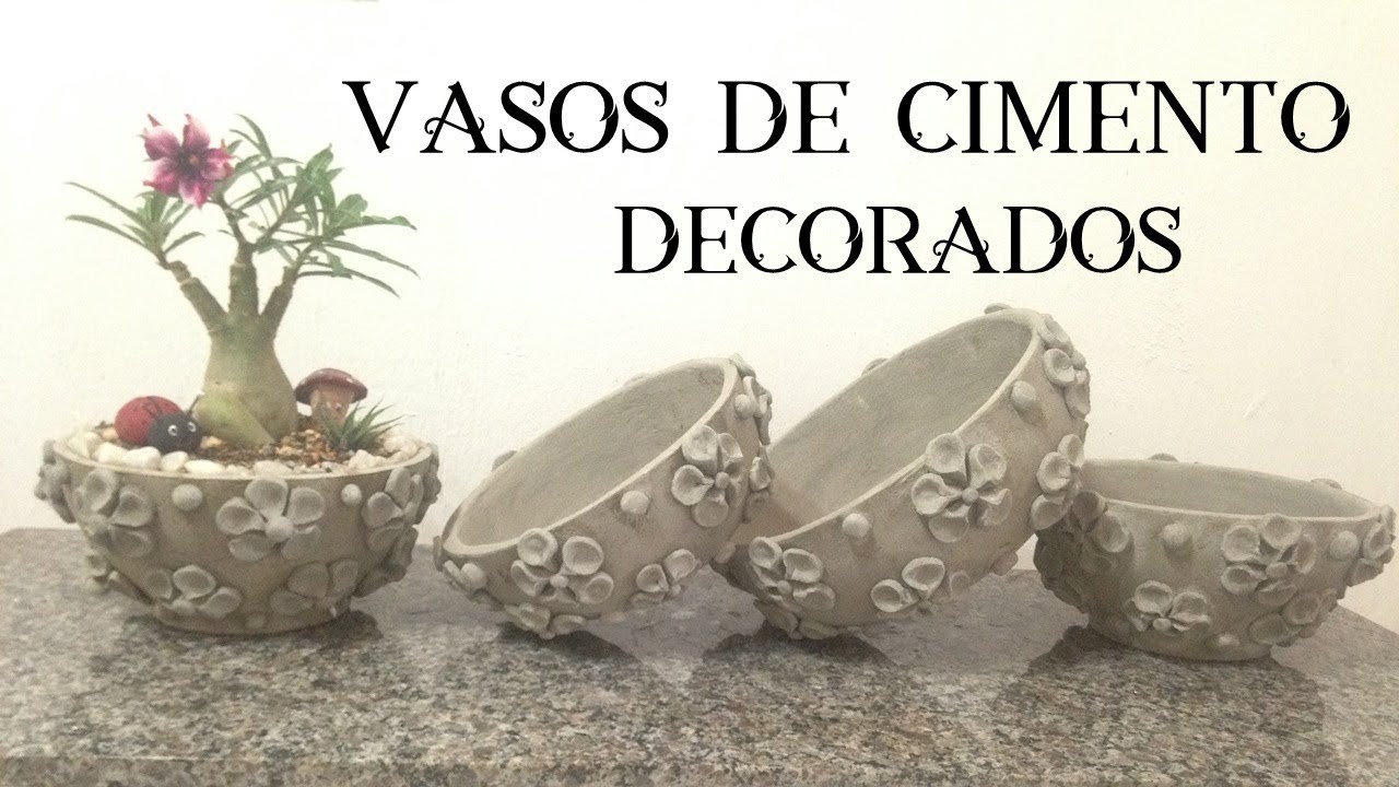 VASO DE CIMENTO DECORADO PARA ROSA DO DESERTO E AFINS DECORATED CEMENT FLOOR