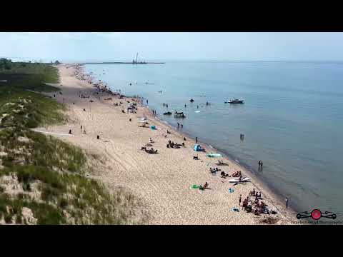 Michigan City Beach Tour As Summer Comes To An End Sept 12 85 Degrees & Sunny 4K Drone Footage