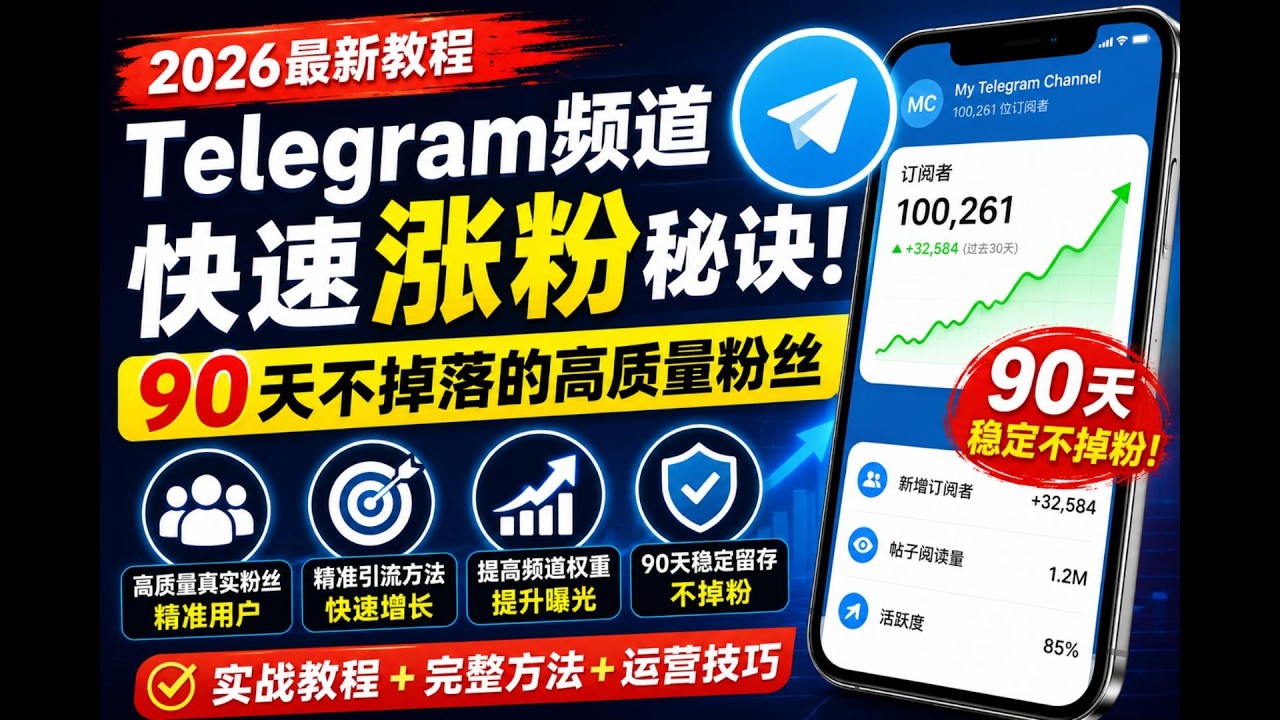 2026最新Telegram频道涨粉教程：如何快速给Telegram频道/群组增加90天不掉落的高质量真实粉丝，精准提升TG频道权重、活跃度与 ...